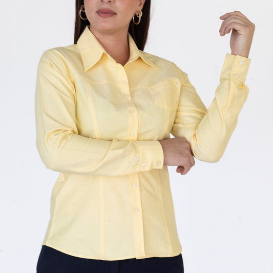 Blusa Manga Larga Modelo - 100 Oxford Amarillo