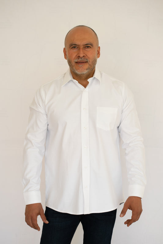 Camisa Hombre Moda Juvenil Modelo Oxford Blanco