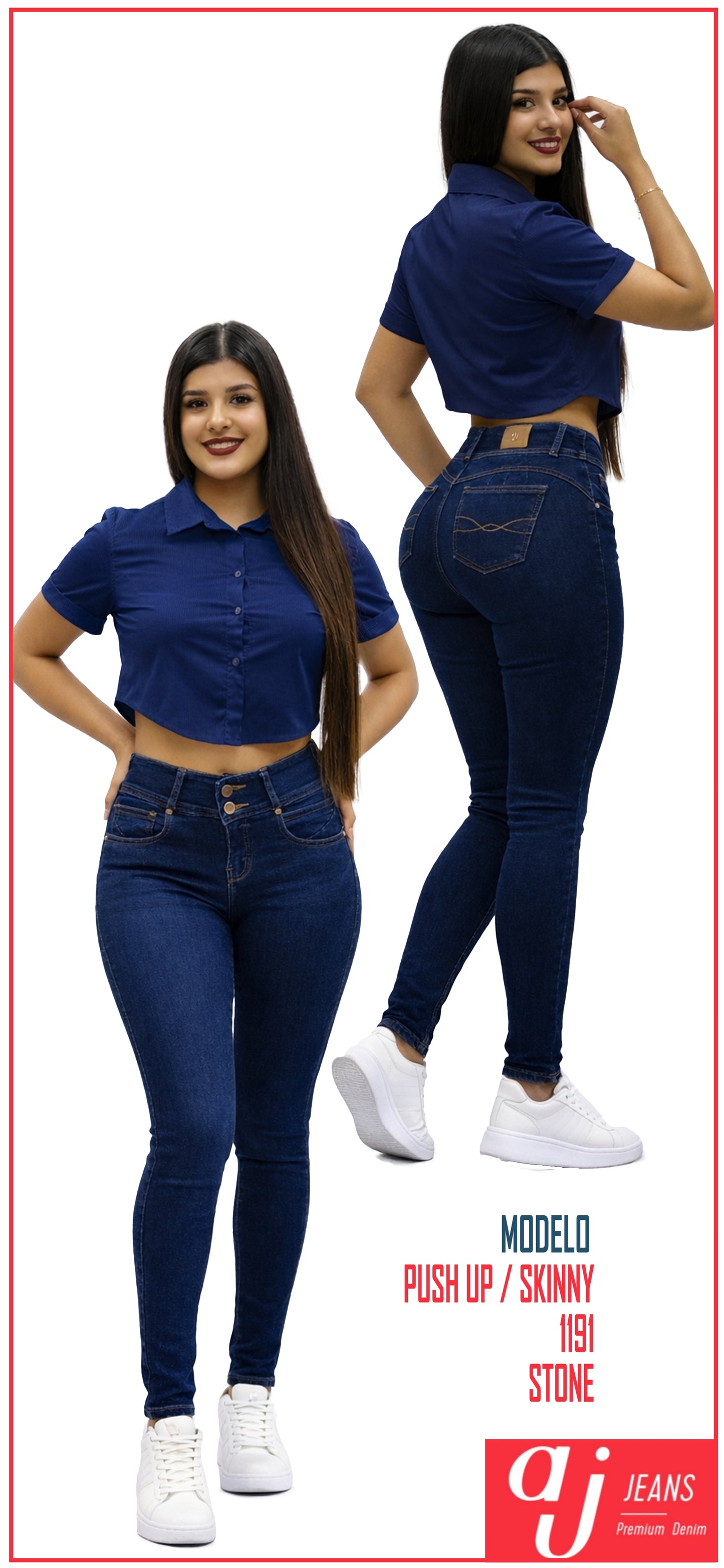 Pantalón De Mezclilla Para Mujer Push Up / Skinny Mod 1191