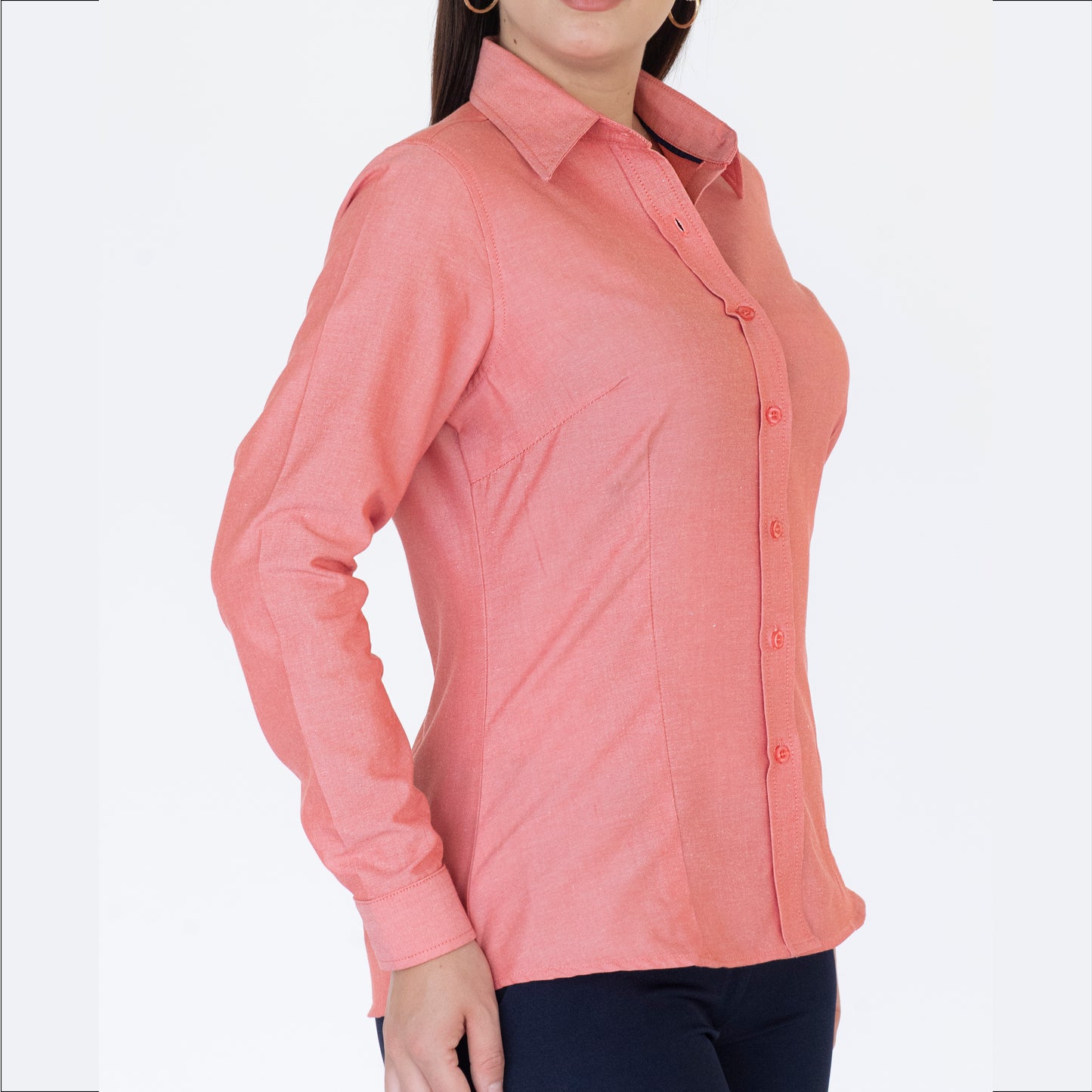 Blusa Manga Larga Modelo - Oxford Hindú Coral
