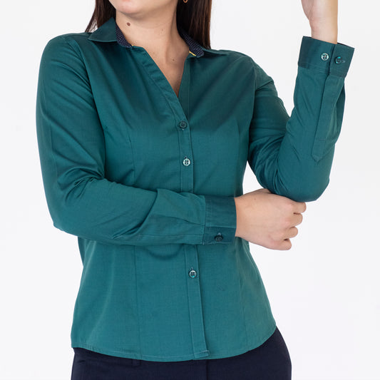 Blusa Manga Larga Modelo - Kansas Cuello V Verde