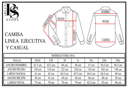 Camisa Hombre Moda Juvenil Toscana Azul Claro Manga Larga